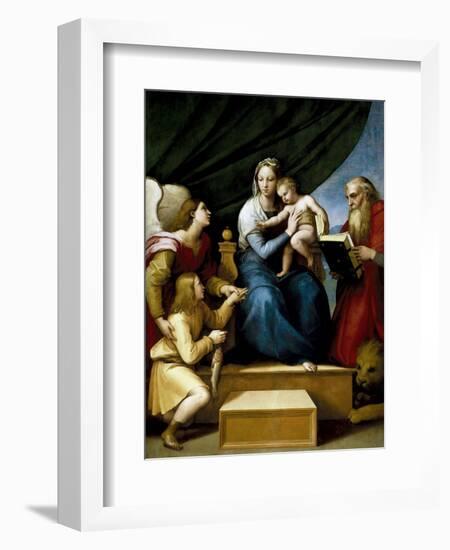 The Holy Family with Raphael, Tobias and Saint Jerome, or the Virgin with a Fish, 1513-1514-Raphael-Framed Giclee Print