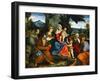 The Holy Family with Saint Francis, Saint Anthony, Mary Magdalen, John Baptist and Elisabeth-Paolo Veronese-Framed Giclee Print