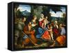 The Holy Family with Saint Francis, Saint Anthony, Mary Magdalen, John Baptist and Elisabeth-Paolo Veronese-Framed Stretched Canvas