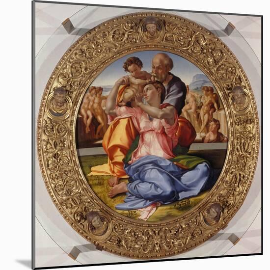 The Holy Family with Saint John (Tondo Doni), C. 1503-04-Michelangelo-Mounted Giclee Print