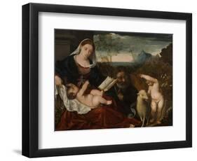 The Holy Family with Saint John-Tiziano Vecelli Titian-Framed Premium Giclee Print