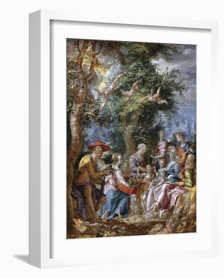 The Holy Family with Saints and Angels-Joachim Wtewael-Framed Giclee Print