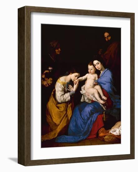 The Holy Family with Saints Anne and Catherine of Alexandria, 1648-Jusepe de Ribera-Framed Giclee Print