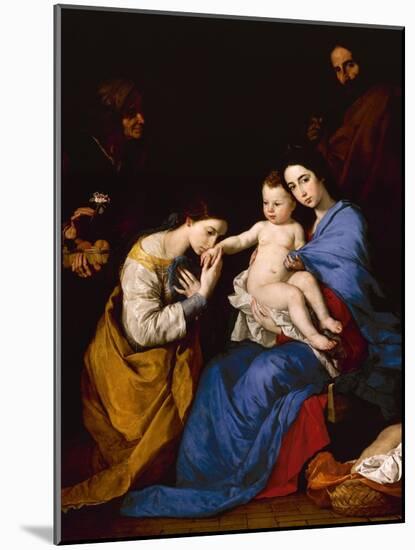 The Holy Family with Saints Anne and Catherine of Alexandria, 1648-Jusepe de Ribera-Mounted Giclee Print