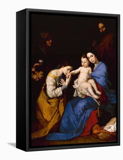 The Holy Family with Saints Anne and Catherine of Alexandria, 1648-Jusepe de Ribera-Framed Stretched Canvas