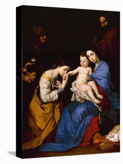 The Holy Family with Saints Anne and Catherine of Alexandria, 1648-Jusepe de Ribera-Stretched Canvas