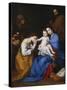 The Holy Family with Saints Anne and Catherine of Alexandria, 1648-Jusepe de Ribera-Stretched Canvas