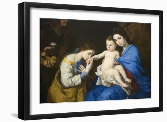 The Holy Family with Saints Anne and Catherine of Alexandria-Jusepe de Ribera-Framed Art Print