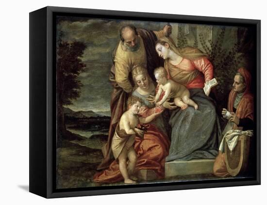 The Holy Family with Saints Catherine, Anne and John the Baptist, C1580-C1582-Benedetto Caliari-Framed Stretched Canvas