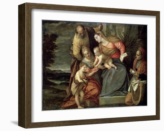 The Holy Family with Saints Catherine, Anne and John the Baptist, C1580-C1582-Benedetto Caliari-Framed Giclee Print