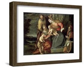 The Holy Family with Saints Catherine, Anne and John the Baptist, C1580-C1582-Benedetto Caliari-Framed Giclee Print