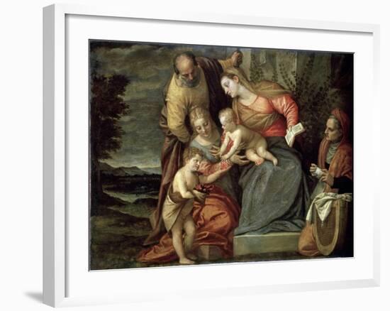 The Holy Family with Saints Catherine, Anne and John the Baptist, C1580-C1582-Benedetto Caliari-Framed Giclee Print