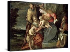 The Holy Family with Saints Catherine, Anne and John the Baptist, C1580-C1582-Benedetto Caliari-Stretched Canvas