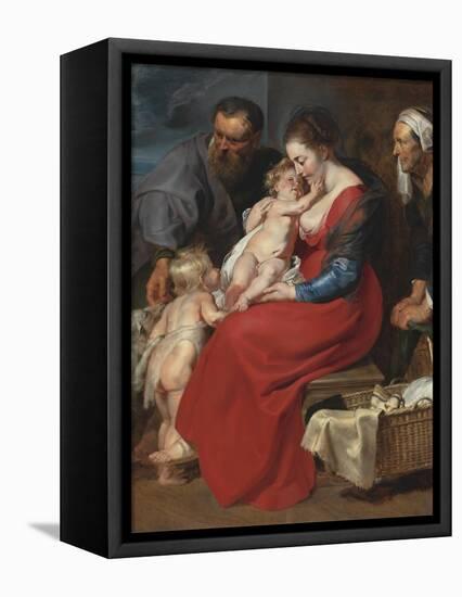 The Holy Family with Saints Elizabeth and John the Baptist, C.1615-Peter Paul Rubens-Framed Stretched Canvas