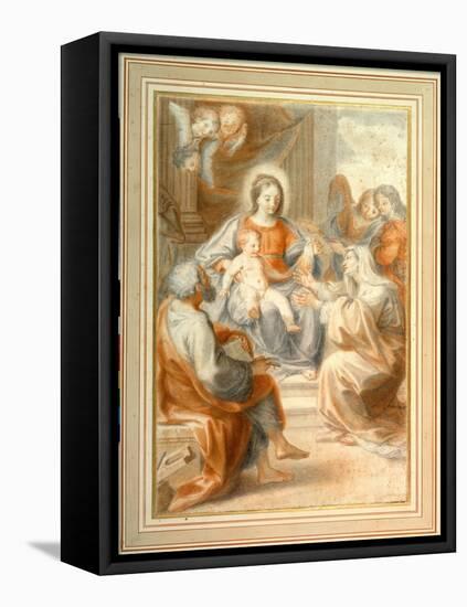 The Holy Family with St. Anne, Attended by Angels and Cherubim-Pietro da Pietri-Framed Stretched Canvas