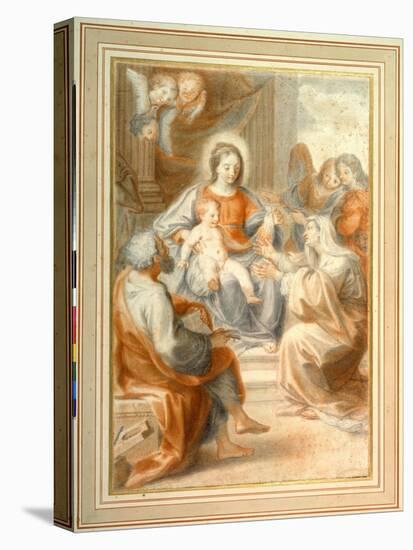 The Holy Family with St. Anne, Attended by Angels and Cherubim-Pietro da Pietri-Stretched Canvas