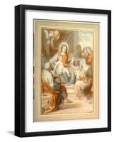 The Holy Family with St. Anne, Attended by Angels and Cherubim-Pietro da Pietri-Framed Giclee Print