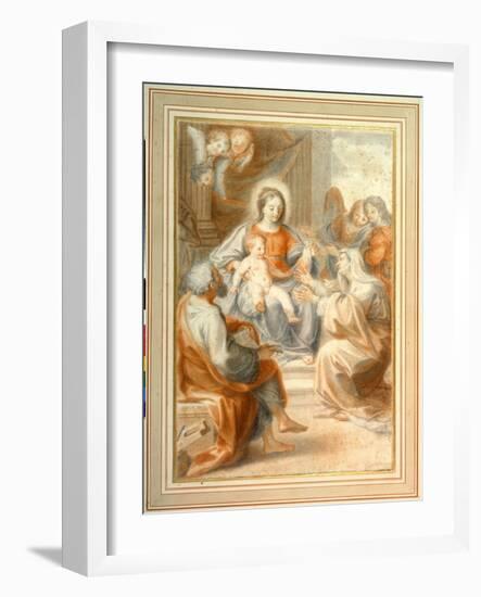 The Holy Family with St. Anne, Attended by Angels and Cherubim-Pietro da Pietri-Framed Giclee Print