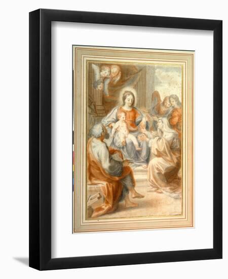 The Holy Family with St. Anne, Attended by Angels and Cherubim-Pietro da Pietri-Framed Premium Giclee Print