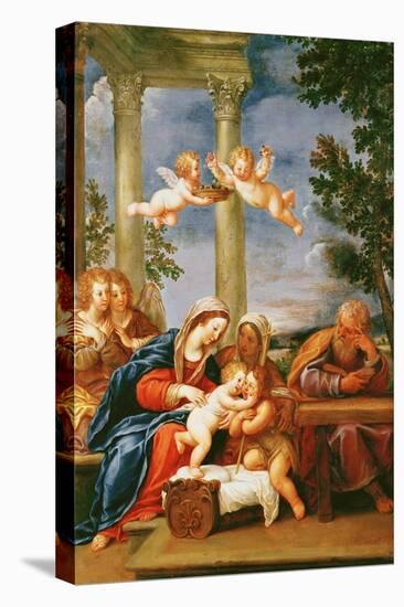 The Holy Family with St. Elizabeth and St. John the Baptist, circa 1645-50-Francesco Albani-Stretched Canvas
