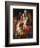 The Holy Family with St Elizabeth, St John and a Dove, c.1609-Peter Paul Rubens-Framed Giclee Print