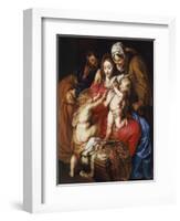 The Holy Family with St Elizabeth, St John and a Dove, c.1609-Peter Paul Rubens-Framed Giclee Print