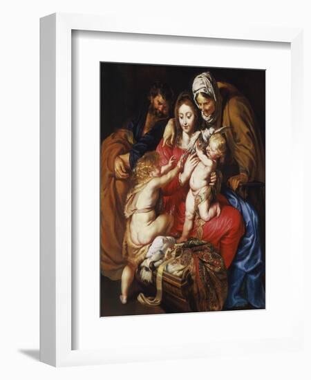 The Holy Family with St Elizabeth, St John and a Dove, c.1609-Peter Paul Rubens-Framed Giclee Print