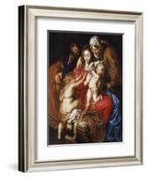 The Holy Family with St Elizabeth, St John and a Dove, c.1609-Peter Paul Rubens-Framed Giclee Print