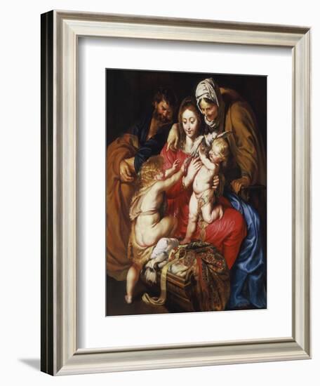 The Holy Family with St Elizabeth, St John and a Dove, c.1609-Peter Paul Rubens-Framed Giclee Print