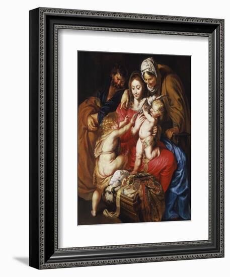 The Holy Family with St Elizabeth, St John and a Dove, c.1609-Peter Paul Rubens-Framed Giclee Print