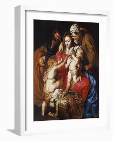 The Holy Family with St Elizabeth, St John and a Dove, c.1609-Peter Paul Rubens-Framed Giclee Print