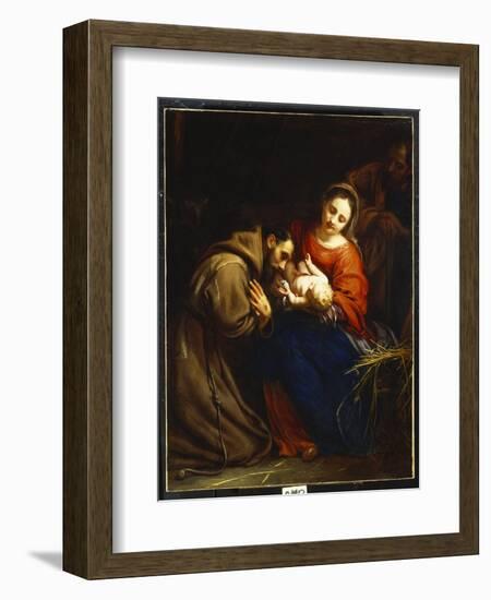 The Holy Family with St. Francis, 1665-Jacob Van Oost-Framed Giclee Print