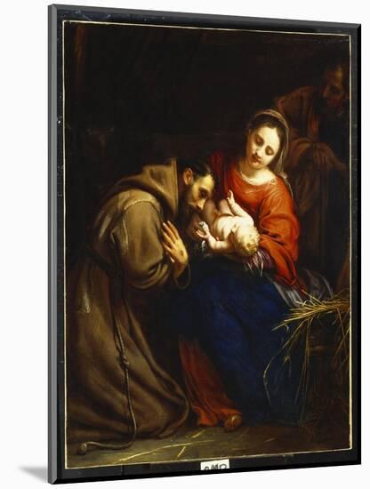 The Holy Family with St. Francis, 1665-Jacob Van Oost-Mounted Giclee Print