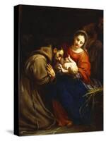 The Holy Family with St. Francis-Jacob Van Oost-Stretched Canvas