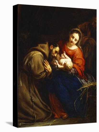 The Holy Family with St. Francis-Jacob Van Oost-Stretched Canvas