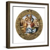 The Holy Family with St-Michelangelo-Framed Art Print