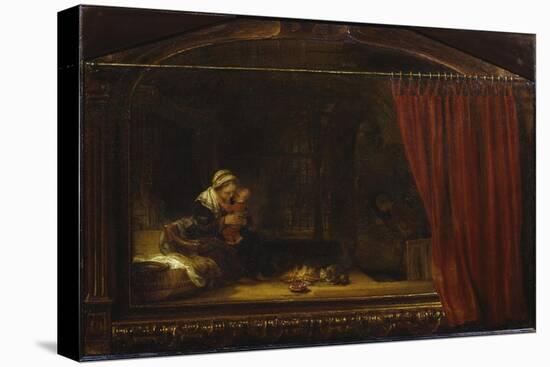 The Holy Family With the Curtain-Rembrandt van Rijn-Stretched Canvas