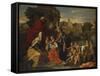 The Holy Family with the Infant Saint John the Baptist and Saint Elizabeth, and with Six Putti…-Nicolas Poussin-Framed Stretched Canvas