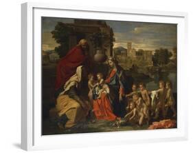 The Holy Family with the Infant Saint John the Baptist and Saint Elizabeth, and with Six Putti…-Nicolas Poussin-Framed Giclee Print