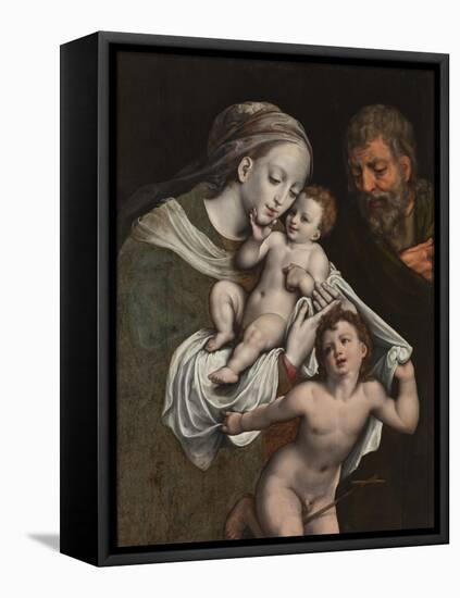 The Holy Family with the Infant St John-Cornelis van Cleve-Framed Stretched Canvas