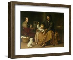 The Holy Family with the Little Bird, circa 1650-Bartolome Esteban Murillo-Framed Giclee Print