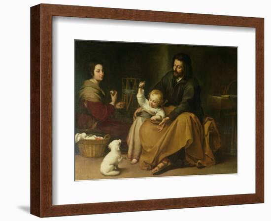 The Holy Family with the Little Bird, circa 1650-Bartolome Esteban Murillo-Framed Giclee Print