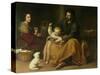 The Holy Family with the Little Bird, circa 1650-Bartolome Esteban Murillo-Stretched Canvas