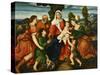 The Holy Family with Tobias and the Angel, Saint Dorothy-Bonifacio Veronese-Stretched Canvas