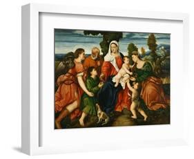 The Holy Family with Tobias and the Angel, Saint Dorothy-Bonifacio Veronese-Framed Giclee Print