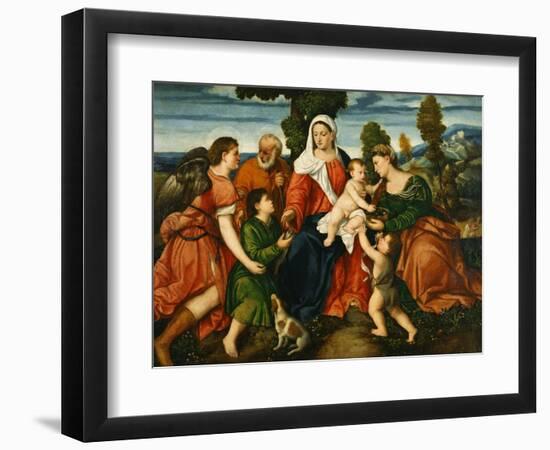 The Holy Family with Tobias and the Angel, Saint Dorothy-Bonifacio Veronese-Framed Premium Giclee Print