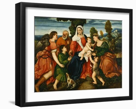 The Holy Family with Tobias and the Angel, Saint Dorothy-Bonifacio Veronese-Framed Giclee Print