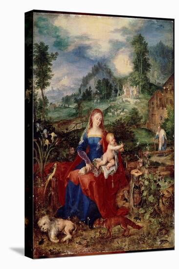 The Holy Family with Virgin Animals Leafing through a Book, and Holding the Child Jesus, Surrounded-Jan the Elder Brueghel-Stretched Canvas