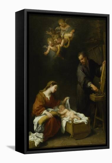 The Holy Family-Bartolome Esteban Murillo-Framed Stretched Canvas