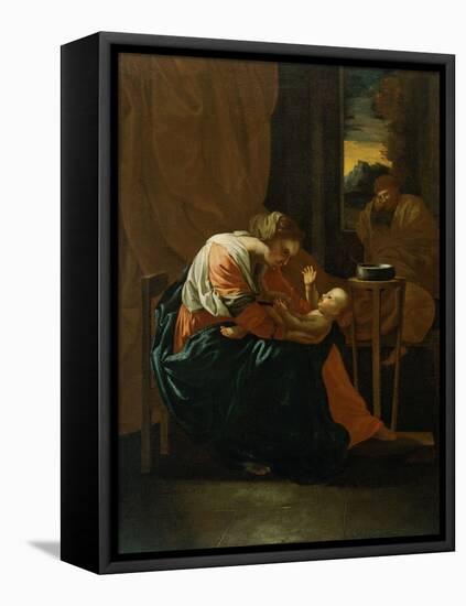 The Holy Family-Nicolas Poussin-Framed Stretched Canvas
